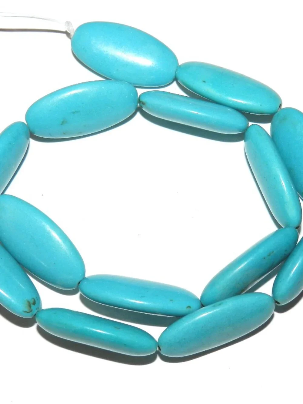 Teal Blue Turquoise 28mm Puff Flat Oval Magnesite Gemstone Beads 15
